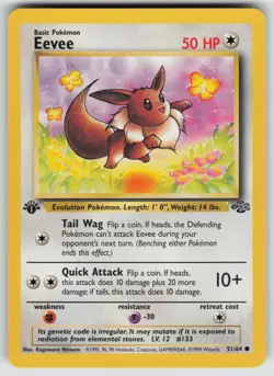 Eevee 51/64 Common Jungle Pokemon 1st Edition Near Mint - Image 1