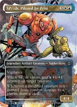 NM Borderless SP//dr, Piloted by Peni, MTG, Marvel's Spider-Man, Magic, 199 - Image 1
