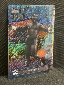 2025 Topps Chrome WWE x Cactus Jack Oba Femi Aqua Shimmer 56/199 - Image 2
