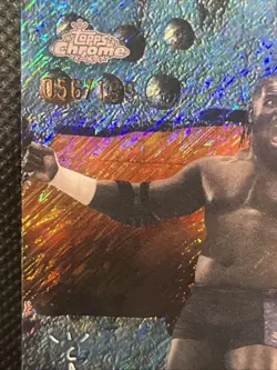 2025 Topps Chrome WWE x Cactus Jack Oba Femi Aqua Shimmer 56/199 - Image 3