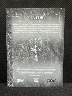 2025 Topps Chrome WWE x Cactus Jack Oba Femi Aqua Shimmer 56/199 - Image 5