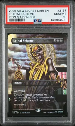 2025 MTG SECRET LAIR DROP IRON MAIDEN: ALBUM ART-FOIL #2187 LETHAL SCHEME PSA 10 - Image 1