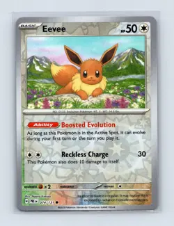 Eevee 074/131 Common Prismatic Evolutions Pokemon Reverse Holo Lightly Played - Image 1