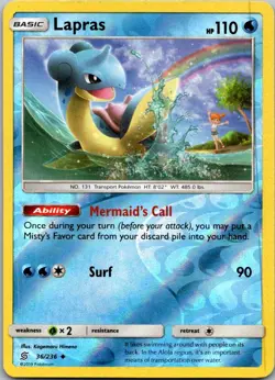 Lapras 36/236 Uncommon Unified Minds Pokemon Reverse Holo Near Mint - Image 1