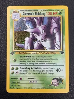 Pokemon Giovanni's Nidoking 7/132 GC Gym Challenge Holo Rare 1st Edition MP - Image 1