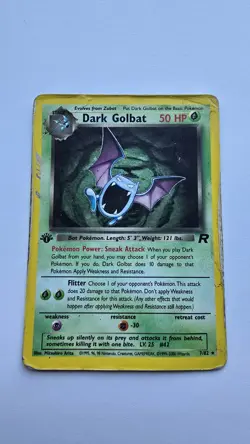 Pokemon TCG 1ST EDITION Holo Dark Golbat Team Rocket 7/82 Rare HP - Image 1