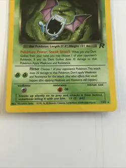 Pokemon TCG Dark Golbat Team Rocket 7 Holo Unlimited Holo Rare 7/82 - Image 3