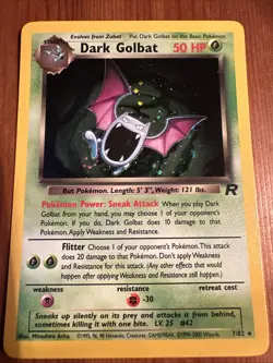Pokemon TCG Dark Golbat Holo Card Team Rocket Series 7/82 Holo Swirl - Image 1