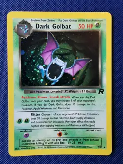 Pokemon TCG Dark Golbat Team Rocket Holo Rare Card 7/82 - Image 1