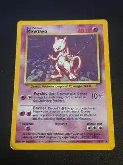 Mewtwo 10/102 Holo Rare Base Set Unlimited Pokemon HP - Image 1