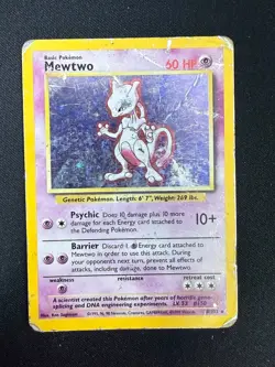 Mewtwo - 10/102 - Holo Rare - Unlimited Edition Base Set (HP)#2 Pokemon - Image 1