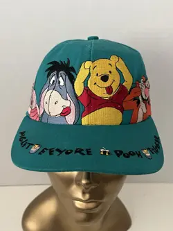 1990’s Vintage Disneyland Winnie The Pooh Hat Aqua Bear Snapback Adjustable - Image 1