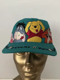 1990’s Vintage Disneyland Winnie The Pooh Hat Aqua Bear Snapback Adjustable - Image 2