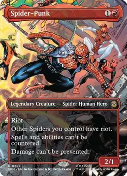 NM Borderless Spider-Punk, MTG, Marvel's Spider-Man, Magic the Gathering, 207 - Image 1