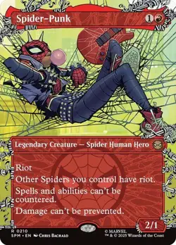 NM Borderless Spider-Punk, MTG, Marvel's Spider-Man, Magic the Gathering, 210 - Image 1