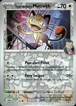 Team Rocket's Meowth 149/182 Common Destined Rivals Pokemon Reverse Holo NM - Image 1