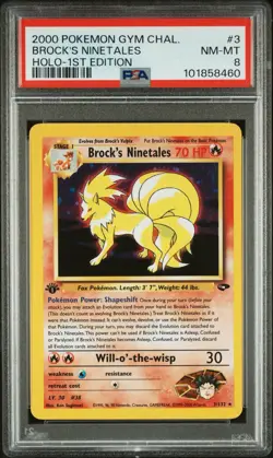 POKEMON 2000 1ST EDITION BROCK’S NINETALES GYM CHALLENGE PSA 8 - Image 3