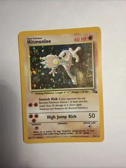 Hitmonlee 7/62 Fossil Holo Rare Pokemon TCG Card Vintage WOTC MP/HP - Image 1