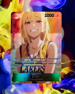 Marin Kitagawa Waifu LA Lakers Custom TCG Flash Gold Holo Foil Card Anime - Image 1