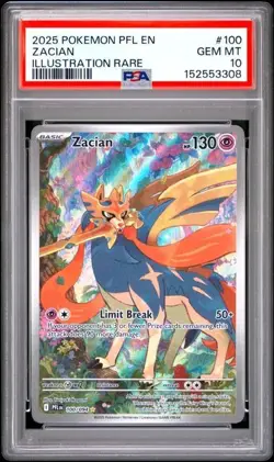 2025 Pokemon PFL EN Zacian PSA 10 GEM ILLUSTRATION RARE 100/094 FULL ART - Image 1