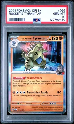 2025 Pokemon Destined Rivals Dri En Rocket's Tyranitar #096 PSA 10 Gem Mint - Image 1