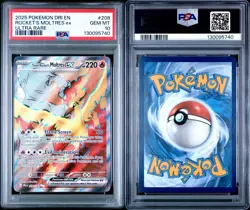 2025 POKEMON DRI EN-DESTINED RIVALS #208 TEAM ROCKET'S MOLTRES EX PSA 10 - Image 3