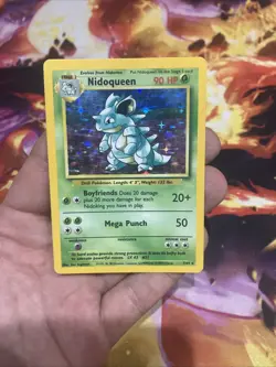 NIDOQUEEN 7/64 Holo No Symbol Error Jungle Set 1999 Pokemon WOTC HP Heavy Played - Image 1