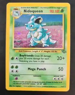 Pokemon TCG Nidoqueen Jungle Holo Rare Card 7/64 1999 WOTC - Image 1
