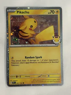 Pikachu TEF 051/162 (Pokemon Day Stamp, Cosmos Holo), NM, English - Image 1