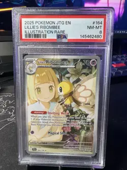 2025 Pokemon JTG EN 164/159 Lillie’s Ribombee Illustration Rare PSA 8 - Image 1