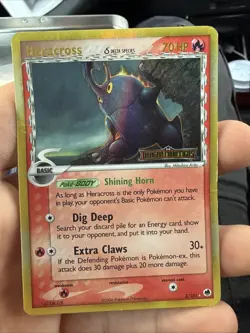 Pokemon TCG Heracross 3/101 Reverse Holo Stamped EX Dragon Frontiers DMG - Image 1