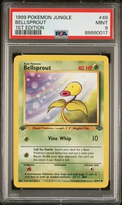 1999 POKEMON JUNGLE #49 BELLSPROUT PSA 9 MINT 1ST EDITION - Image 1