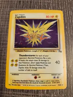 Zapdos 15/62 Fossil Set Unlimited Edition Holo Rare Pokemon TCG LP - Image 1