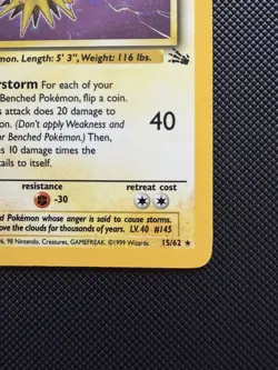 Pokemon TCG Zapdos Fossil Holo Card 15/62 Unlimited Rare, LP - Image 4