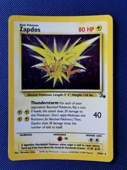 Pokemon TCG Zapdos Fossil Unlimited Rare Holo Card 15/62 - Image 1