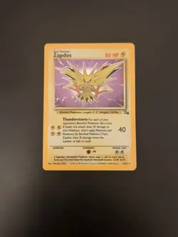 Pokemon TCG Zapdos Fossil Holo Card 15/62 Unlimited Rare, NM - Image 1