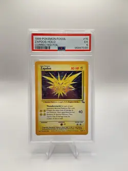 Pokemon TCG Zapdos Fossil Holo Card 15/62 Unlimited Holo Rare PSA 5 - Image 1