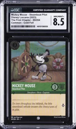 2023 DISNEY LORCANA EN 1-THE FIRST CHAPTER FOIL #89 MICKEY MOUSE CGC 8.5 - Image 1