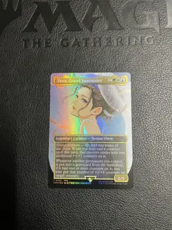 MAGIC MTG FINAL FANTASY YUNA, GRAND SUMMONER FFX PROMO 0001 BORDERLESS FOIL - Image 1