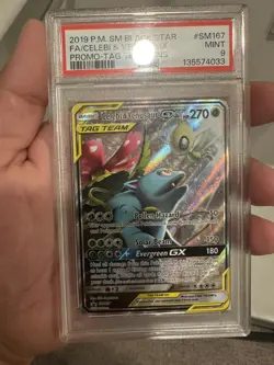 2019 POKEMON SM BLACK STAR PROMO #SM167 FULL ART/CELEBI & VENUSAUR GX PSA 9 - Image 1