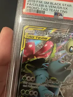 2019 POKEMON SM BLACK STAR PROMO #SM167 FULL ART/CELEBI & VENUSAUR GX PSA 9 - Image 4