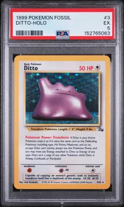 1999 POKEMON FOSSIL #3 DITTO-HOLO PSA 5 - Image 1