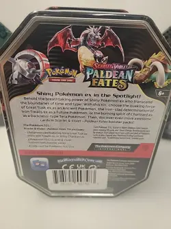 Pokemon Paldean Fates Tins Set x3 Shiny Charizard Tusk Iron Treads New Sealed - Image 3