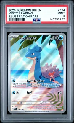 2025 POKEMON DRI EN-DESTINED RIVALS ILLUSTRATION RARE #194 MISTY'S LAPRAS PSA 9 - Image 1