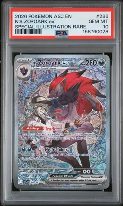 2026 POKEMON ASC EN-ASCENDED HEROES #286 N'S ZOROARK EX PSA 10 - Image 1