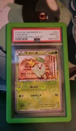 2016 POKEMON JAPANESE XY POKEKYUN COLLECTION 1ST EDITION #001 CHIKORITA PSA 10 - Image 3
