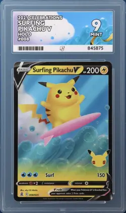 ACE 9 Pokemon Surfing Pikachu V 2021 Celebration 008/025 - Image 1