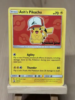 Ash's Pikachu SM109 Sun & Moon Black Star Promo Pokemon - Image 1