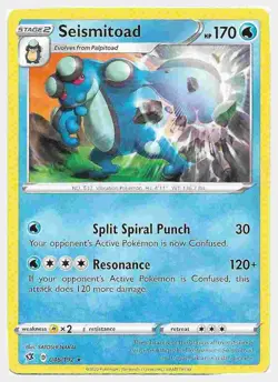 Seismitoad 046/192 Rare Rebel Clash Pokemon Card NM-Mint - Image 1