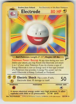 Electrode 25/130 Rare Base Set 2 Pokemon Moderately Played - Image 1